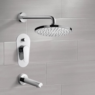 Tub and Shower Faucet Chrome Tub and Shower Faucet Sets with 8