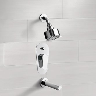 Tub and Shower Faucet Chrome Tub and Shower Faucet Sets with Multi Function Shower Head Remer TSF13