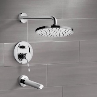 Tub and Shower Faucet Chrome Tub and Shower Faucet Sets with 8