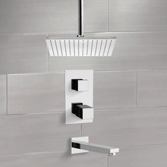Tub and Shower Faucet Thermostatic Tub and Shower Faucet Sets with Ceiling 12