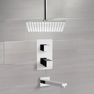 Tub and Shower Faucet Thermostatic Tub and Shower Faucet Sets with Ceiling 12