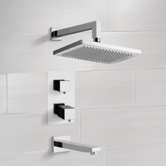 Tub and Shower Faucet Thermostatic Tub and Shower Faucet Set with Rain Shower Head Remer TSF2403
