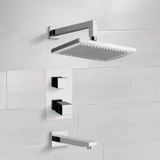 Tub and Shower Faucet Thermostatic Tub and Shower Faucet Set with Rain Shower Head Remer TSF2403