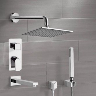 Tub and Shower Faucet Chrome Tub and Shower System with 8