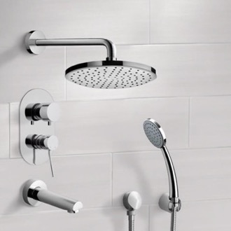 Tub and Shower Faucet Tub and Shower Faucet Set with Handheld and Rain Shower Head Remer TSH02
