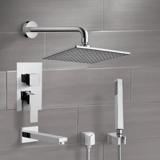 Tub and Shower Faucet Chrome Tub and Shower System with 8