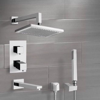 Tub and Shower Faucet Thermostatic Tub and Shower Faucet Set with Handheld and Rain Shower Head Remer TSH4402
