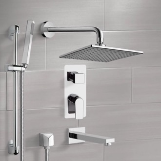Tub and Shower Faucet Chrome Tub and Shower System with 8