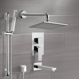 Tub and Shower Faucet Chrome Tub and Shower System with 8