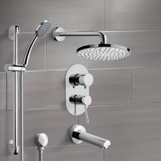 Tub and Shower Faucet Chrome Tub and Shower System with 8