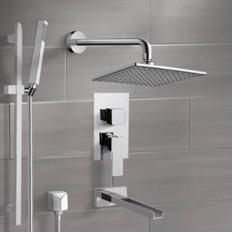Tub and Shower Faucet Chrome Tub and Shower System with 8