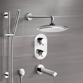 Tub and Shower Faucet Thermostatic Tub and Shower Faucet Set with Handheld and Rain Shower Head Remer TSR9407