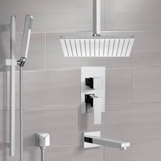 Tub and Shower Faucet Tub and Shower Faucet Set with Handheld and Ceiling Rain Shower Head Remer TSR9508