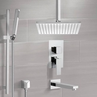 Tub and Shower Faucet Tub and Shower Faucet Set with Handheld and Ceiling Rain Shower Head Remer TSR9508