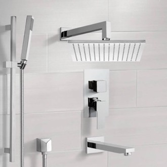 Tub and Shower Faucet Tub and Shower Faucet Set with Handheld and Rain Shower Head Remer TSR9509