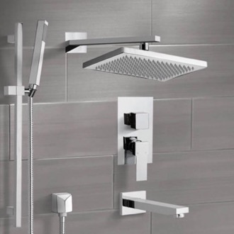 Tub and Shower Faucet Tub and Shower Faucet Set with Handheld and Rain Shower Head Remer TSR9544