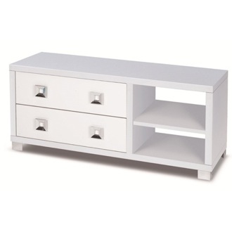 Cabinet Unique Glossy White Cabinet with 2 Drawers Sarmog 576