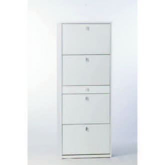 Shoe Rack White Ash Shoe Rack with 4 Double-Depth Folding Doors Sarmog A569-White Ash