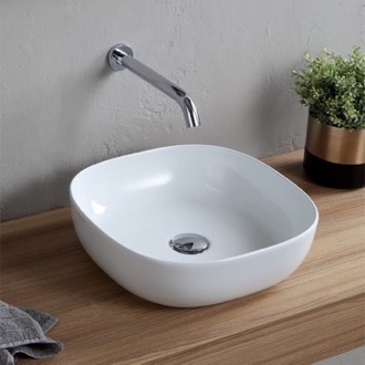 Bathroom Sink Round White Ceramic Vessel Sink Scarabeo 1806