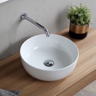 Bathroom Sink Round White Ceramic Vessel Sink Scarabeo 1807