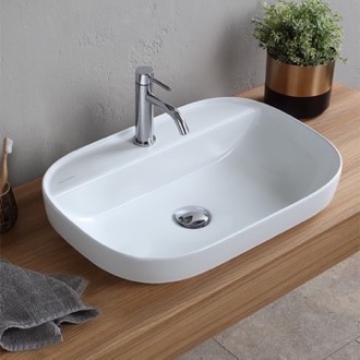 Bathroom Sink Oval White Ceramic Drop In Sink Scarabeo 1810