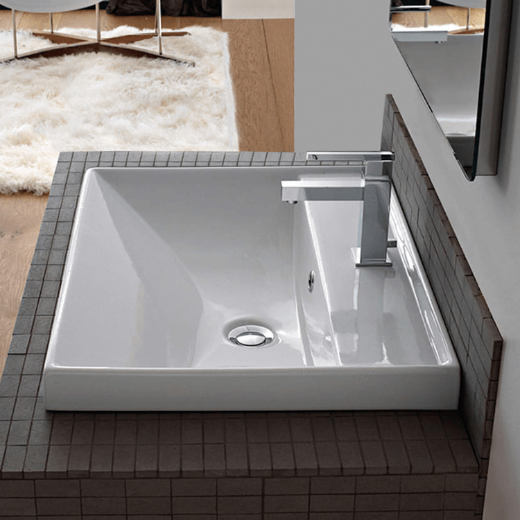 VEIKOUS White Natural Wood Drop-In Rectangular Trough Modern Bathroom Sink  (11-in x 23.6-in) in the Bathroom Sinks department at