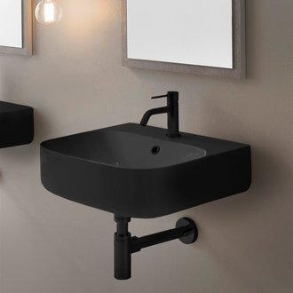 Bathroom Sink Round Black Ceramic Wall Mount Sink Scarabeo 5507-49