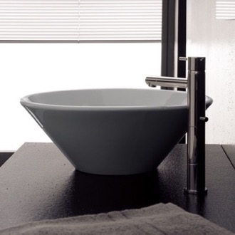 Bathroom Sink Round White Ceramic Vessel Sink Scarabeo 8010