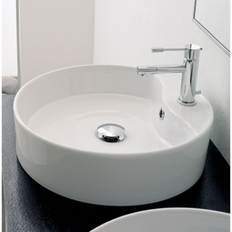 Bathroom Sink Round White Ceramic Vessel Sink Scarabeo 8029/R