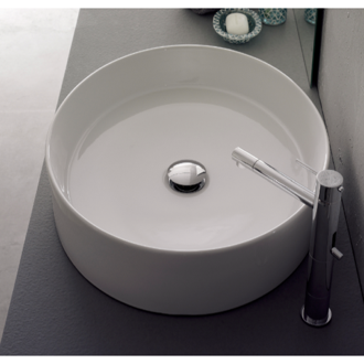 Bathroom Sink Oval-Shaped White Ceramic Vessel Sink Scarabeo 8030