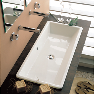 Scarabeo 5211 By Nameek's Etra Sleek Rectangular Ceramic Wall Mounted With Counter  Space - TheBathOutlet