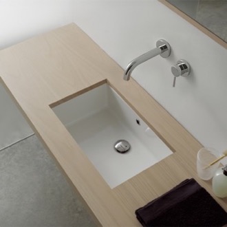 Bathroom Sink 22 Inch Rectangular Ceramic Undermount Sink Scarabeo 8091