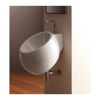 Bathroom Sink Round White Ceramic Wall Mounted Sink Scarabeo 8100