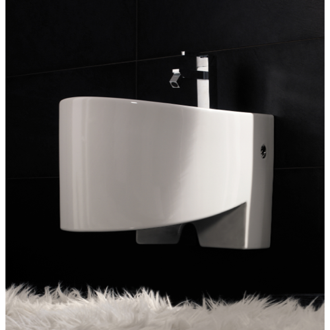 Bidet Modern Wall Mount Bidet, Ceramic, Rounded Scarabeo 8209