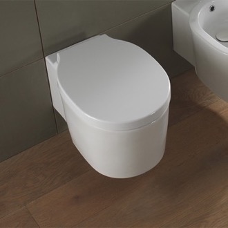 Toilet Modern Wall Mount Toilet, Ceramic, Rounded Scarabeo 8812