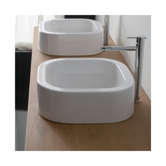 Bathroom Sink Curved White Ceramic Vessel Bathroom Sink Scarabeo 8306