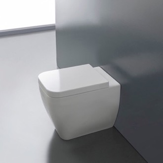 Toilet Modern Floor Standing Toilet, Ceramic, Squared Scarabeo 8309