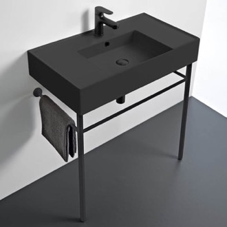 Console Bathroom Sink Black Modern Console Sink, 32