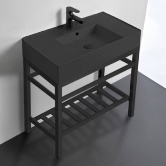 Console Bathroom Sink Black Modern Console Sink Vanity, 32