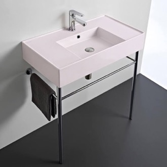 Console Bathroom Sink Modern Console Sink, Pink Ceramic Sink, 32
