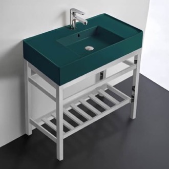 Console Bathroom Sink Modern Console Sink Vanity, Green Ceramic Sink, 32