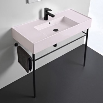 Console Bathroom Sink Modern Console Sink, Pink Ceramic Sink, 40