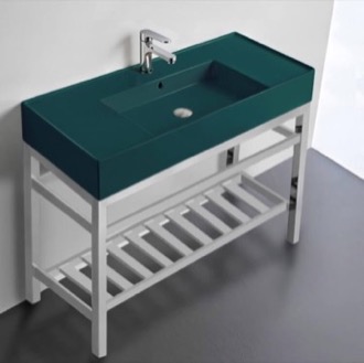 Console Bathroom Sink Modern Console Sink Vanity, Green Ceramic Sink, 40