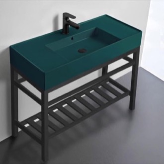 Console Bathroom Sink Modern Console Sink Vanity, Green Ceramic Sink, 40