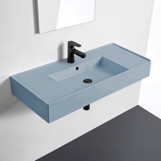 Bathroom Sink Light Blue Bathroom Sink, Ceramic Scarabeo 5124-57