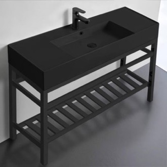Console Bathroom Sink Black Console Sink Vanity, Modern, 48