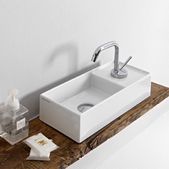 Bathroom Sink Rectangular Small White Ceramic Vessel Sink Scarabeo 5129