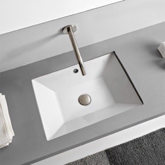 Bathroom Sink Undermount Bathroom Sink, White Ceramic Scarabeo 5134