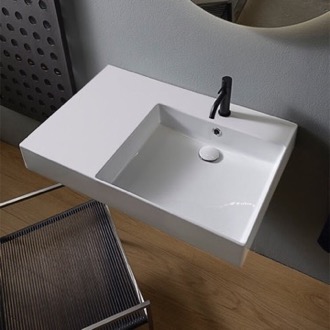 Scarabeo 5211 By Nameek's Etra Sleek Rectangular Ceramic Wall Mounted With Counter  Space - TheBathOutlet