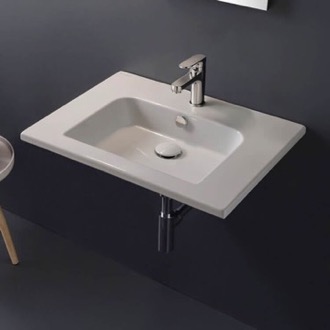 Bathroom Sink Sleek Rectangular Ceramic Wall Mounted Sink Scarabeo 5210